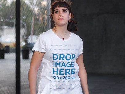 Beautiful White Alternative Woman Wearing a T-Shirt Mockup
