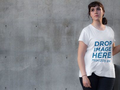 White Hipster Woman Wearing a T-Shirt Mockup