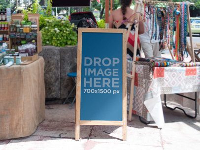 Banner Mockup in a Stand at a Local Market a11275