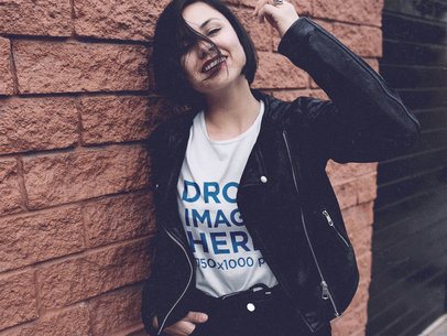 T-Shirt Mockup of an Edgy Woman Smiling to the Camera