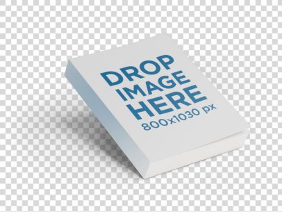 Floating Paperback Book Mockup Over a Plain Background
