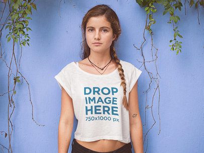 Lovely Beach Woman Wearing a Crop Tee Mockup