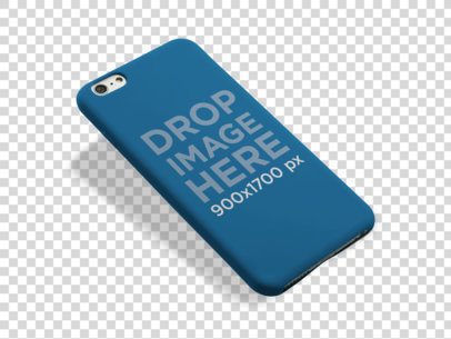 iPhone Case Mockup Floating Over a Transparent Background