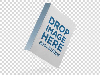 Thick Paperback Book Mockup Floating Over a Null Background