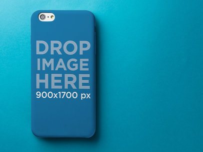 Phone Case Mockup Over a Blue Background