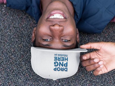 Embroidered Snapback Hat Mockup of a Young Man