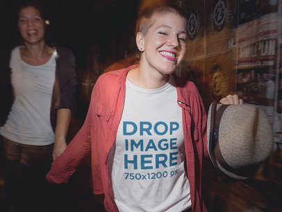 Tee Mockup of a Stylish Girl at a Party Wearing a Red Jacket a11801
