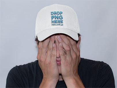 Dad Hat Mockup of a Guy Covering His Face