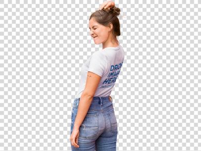T-Shirt Mockup of a Trendy Woman Winking