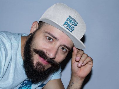 Hipster Guy Wearing a Embroidered Snapback Mockup