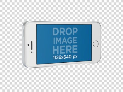 iPhone SE Mockup in Landscape Position Over a Transparent Background a12161