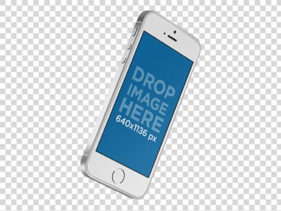 Angled iPhone SE in Portrait Position Over a Transparent Background a12187
