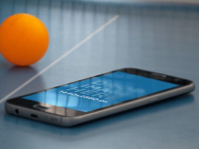 Samsung Galaxy Phone Mockup in a Sport's Court