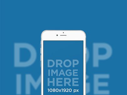 White iPhone 7 Plus in Portrait Position Backdrop Mockup (Front View)