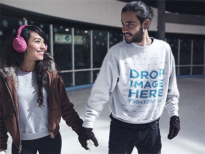Men's Crewneck Mockup of a Young Couple Skating Together a13247