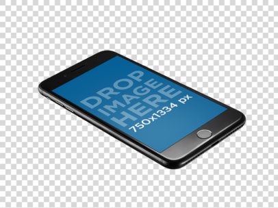 Floating Angled Black iPhone 7 With Transparent Background Mockup