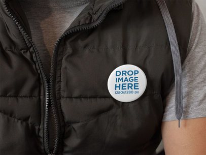 Button on a Mans Black Vest Mockup