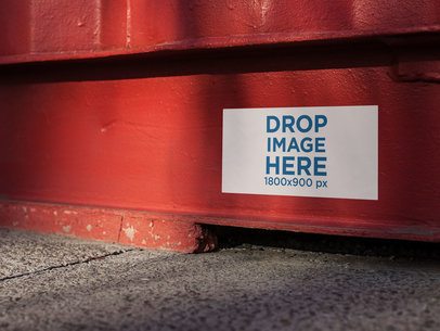 Sticker On a Red Container Mockup a14313