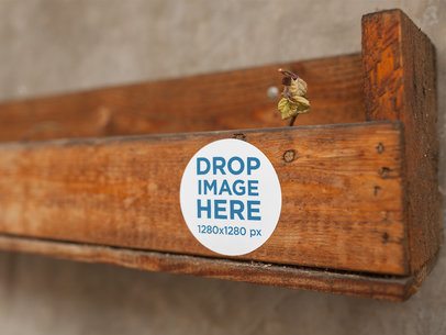 Round Sticker On a Wooden Shelf Template