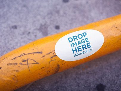 Template of an Oval Sticker On a Yellow Parking Sport Tube