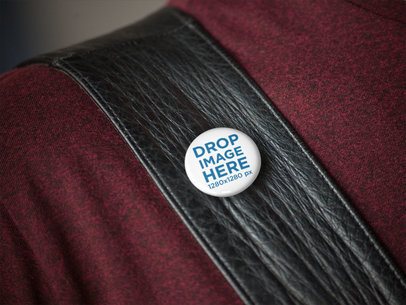 Mockup of a Button on a Leather Bag Strap