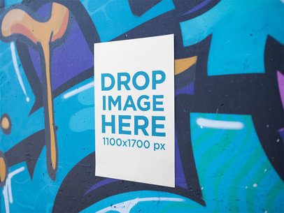 Vertical Poster on a Graffiti Wall Mockup