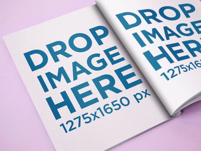 Open Magazine Lying On a Pink Surface Template