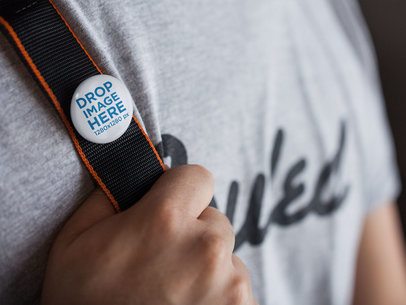 Button on a Young Man Backpack Strap Template