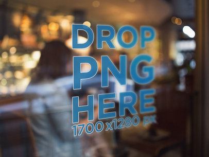 Store With Girls Chatting and a Window Decal in the Front Mockup a14442