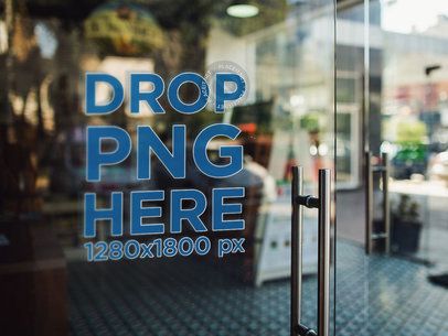 Mockup of a Decal On a Window Door Near the Handle