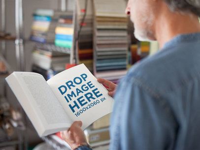 Mockup of a Man Reading a Book in the Work Zone a14604