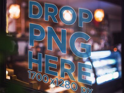 Decal on an Angled Coffee Shop Window Mockup a14432