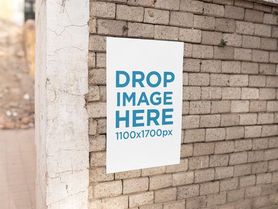 Poster On a Concrete Bricks Wall Mockup