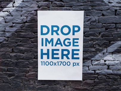 Mockup of a Poster on a Painted Bricks Wall