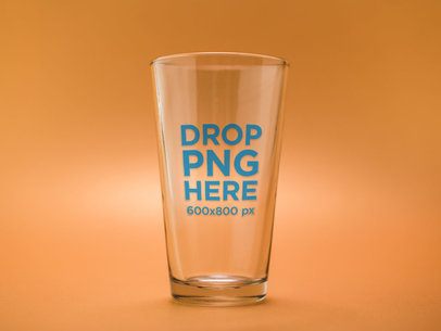 Template of an Empty Pint Glass Against an Orange Background
