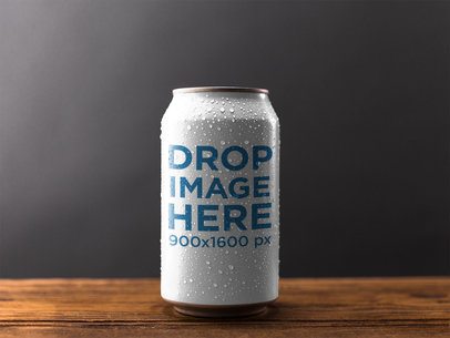 Can Template on a Wooden Table Against a Black Background