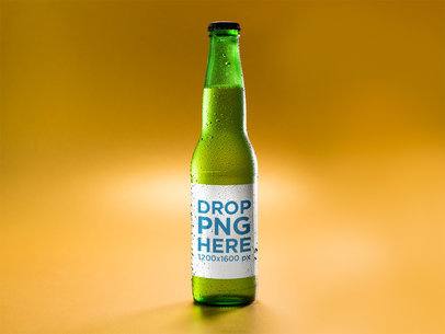 Green Lager Beer Bottle Template Against an Orange Background a14665