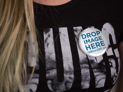 Template of a Button on a Blonde Woman Tee