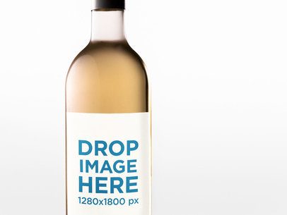 Closeup Label Template of a White Wine Bottle Against a White Background a14682