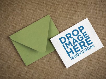 Template of a Green Envelope with an Invitation Besides It