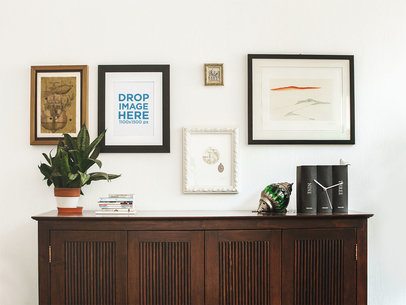 Framed Art Print Template on a White Wall With Other Frames