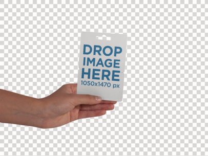 Gift Card Template Held by a Tattooed Girl Hand Against a White Background a14740