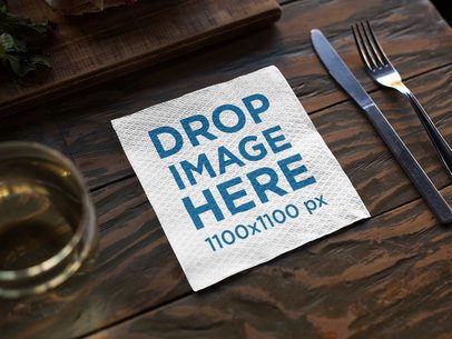Napkin Template on a Dark Wooden Table Before Dinner
