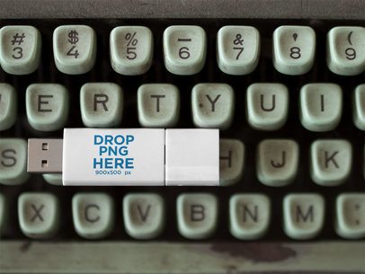 USB Flash Drive Template Lying on a Typewriter a14909