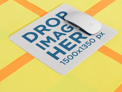 Mousepad Template With Wireless Mouse on it Lying on a Geometric Surface