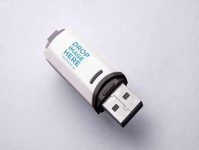 Template of a USB Flash Drive Lying on a White Surface a6538