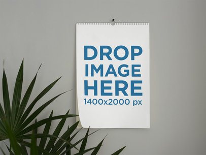 Template of a Calendar on a Wall With Plants on the Front