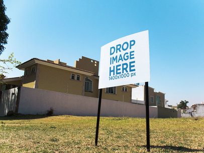 Real Estate Lawn Sign Mockup in a Back Garden of a House
