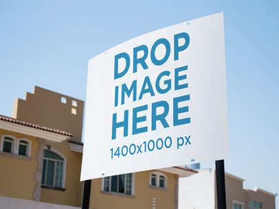 Real Estate Lawn Sign Mockup Outside a Big House
