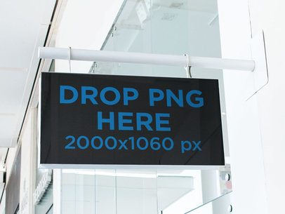 Rectangular Sign Mockup Outside a White Store
